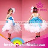 Hottest Royalblue Rosette Feather Long Dress Baby Girl Party Dress thumbnail-3