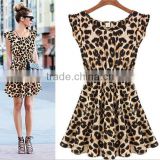 Summer fashion women casual dress sexy leopard dress