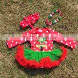Baby Clothes Christmas Christmas Tree Green Red Tutu Romper White Dot Christmas Romper Kid Romper With Neckalce and Headband thumbnail-5