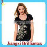 Spandex/Cotton Material Women O-Neck T Shirts Women Black T Shirts thumbnail-1