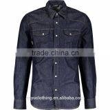 Latest Premium Stylish Pockets Navy Dark Wash Denim Shirts for Men thumbnail-1