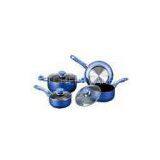 Blue 7pcs Nonstick Pan Set , Aluminum Stamped Cookware Sets thumbnail-1