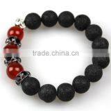 Skull Charm Lava Stone Bracelet Rhinestone Crystal Spacer Bead Red Agate Bracelet thumbnail-3