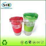 16oz Double Wall Plastic tumbler Drink Cup with slide-open straw lid and silicoen ring