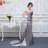 Silver Gray Bridesmaid Dresses Long Silk Satin Mermaid Shining Crystals Beaded Cheap Brides Maid Of Honor Real Photos Free Ship thumbnail-3
