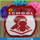 red broder over lock woven badge including white,yellow,green,pink,black,blue color for school uniform
