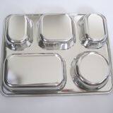 304 Stainless Steel 5 Compartments Restaurant School Canteen 5 Compartment Divided Stainless Steel Mess Lunch Dinner Snack Plate Fast Food Container Tray thumbnail-5