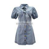 LAITE D2132 Women Denim Casual Dress Women Bodycon Bow Dress Girl's Dress thumbnail-1