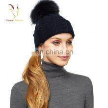 Ladies Winter Wool Hat Fur Pom Hat,Cut Winter Hat