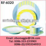 Stripe Designed Porcelain Logo Dinnerware Restaurant Plates for Tableware