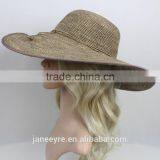 New Design Custom Adjust Raffia Straw Crochet Hat Wholesale thumbnail-3