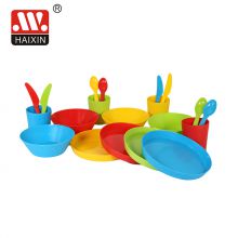 Plastic Kids Dinnerware Plates Bowls Cups Cutlery Set For Children Baby School Tableware Set