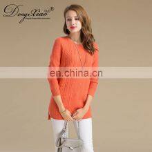 Mid-Age Women's 100% Cashmere Long Sweater Winter O-Neck Chinese Style Anti-Wrinkle Anti-Shrink Solid OEM Service Available thumbnail-4