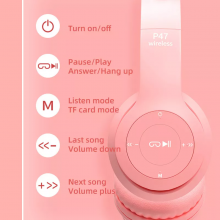 Hot Sales Led Cute P47 Cat Ear Headphones Bt5.0 Wireless Headset With Mic Kid Girl Stereo P47M Earphone thumbnail-3
