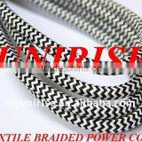 Lamp Power Cord With Black Mixed White Textile