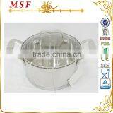 Surgical stainless steel pot induction available wire handle cooking pot