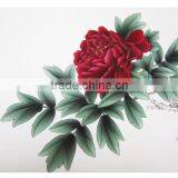 Vivid 100% handmade peony flower painting on special silk for public area decorate