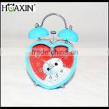 Mini Metal Wrought Heart Shape Twin Bell Decorative Desktop Time Clock From Chinese Electronic Clock Manufacture