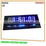 3" Blue Led Office Clock With Calendar,alarm,temperature