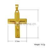 Latest Design Fashion Jewelry Gold Plated Stainless Steel Jesus Cross Necklace Pendant thumbnail-3