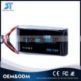 Rechargeable li-polymer lithium batteries 1100mAh 2S li polymer battery 7.4V 45C battery pack for airplane