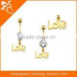 Wholesale HOT Design High Polishing Zircon Letter Piercing Belly Button Ring thumbnail-5