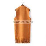 Wholesale Clothing Contemporary Fringed Faux Suede Tassel Vest thumbnail-2