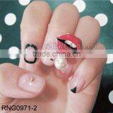 Korean Style Lips Ring With Pearl thumbnail-1