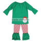 Kaiyo Children's Fall Boutique Clothing Santa Chevron Ruffle Sets OEM Service Christmas Kids Clothes thumbnail-1