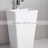 Solid Surface Stone Resin Square Free Standing Pedestal Resin Wash Basin,Artificial Stone Washing Basin thumbnail-5