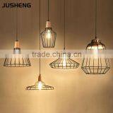2016 Wholesales Wooden Cage Pendant Lights Iron Metal Vintage Pendant Lamps thumbnail-2