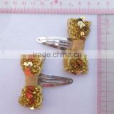 gold bow snap hair clips