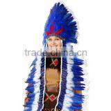 Blue & White Indian Headdress With Trailer thumbnail-1