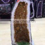 Natural Brazil Citrine Crystal Geode for Decoration