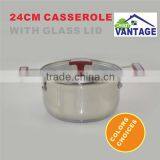 8pcs Modern Kitchen Design Stainless Steel Cookware Set With Red Silicon Handle / Kitchen Accessories/grey Salad Bowls With Red thumbnail-3