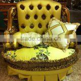 Luxury European Victorian Style Living Room Golden Sofa Set/Fancy Palace Noble EmbroideryTufted Button Fabric Sofa With Cushions thumbnail-5