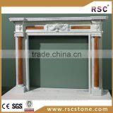Electric Pillar Marble Fireplace With White Marble for Sale thumbnail-1