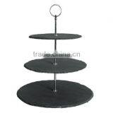 Wholesale Natural Stone 2 Tier and 3 Tier Slate Cake Stand With Rough Edge thumbnail-2