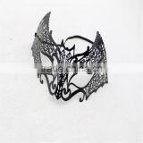 Men's Male Masquerade Mask Black Lace Bat Design Made From Metal thumbnail-1