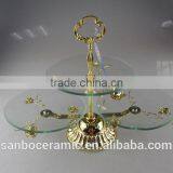 3 Tier Cake Stand, Glass Golden Cake Stand For Russia Market thumbnail-1