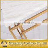 Normcore Golden Console Table With White Marble thumbnail-6