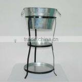 Metal Enamelware Ice Tray Bucket With Iron Shelf Cooler Whit Holders thumbnail-1
