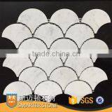 Bianco Carrara White Fish Scale Tile Fan Shape Super White Marble Mosaic