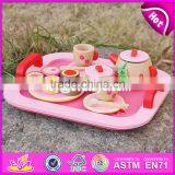 2017 New Design Pretend Play Toys Girls Pink Wooden Tea Set Toy W10B181 thumbnail-2