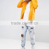 2017 Custom High Quality New Design Durable Baseball Collar 100% Cotton Jersey Yellow Casual Men Plain Zipper Bomber Jacket thumbnail-4