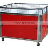 Red Wood Folding Trolley Cart Supermarket Trolley Promotion Item