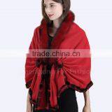 CX-B-P-69C Fox Fur Trim In Stock Multi Style Fashion Pashmina Cashmere Scarf thumbnail-3