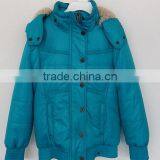 Girls Sky Blue Color Faux Fur Cap Down Jacket for Winter thumbnail-1