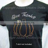 Give Thanks Pumpkin Iron On Rhinestone Crystals and Rhinestud T-shirt Transfer by Jubilee Rhinestones thumbnail-2