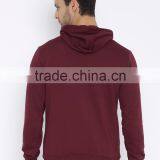 Men Maroon Solid Pullover Sweatshirt Custom 300 Grams Cotton Material Hoodies Long Sleeves Kangaroo Pocket Male Casual Outwear thumbnail-4